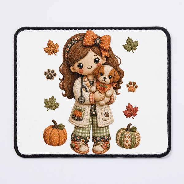 Item preview, Cute Autumn Vet Tech Patchwork Illustration Dog Lover designed and sold by DecoVibe.