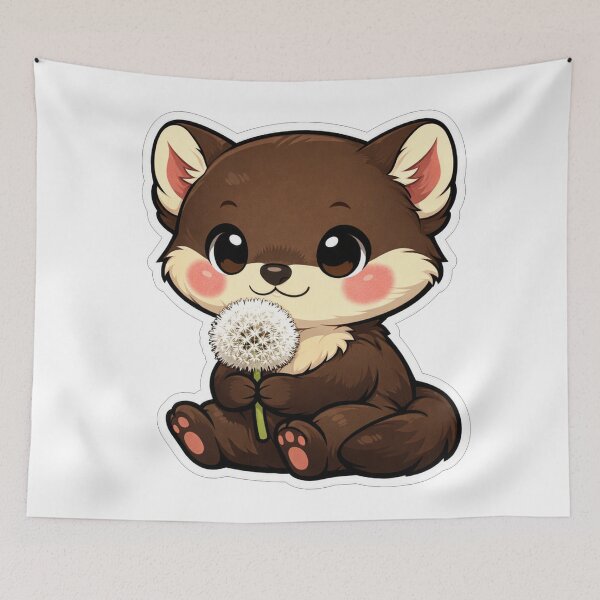 Item preview, Cute Baby Marten Holding A Dandelion designed and sold by Owcomm.