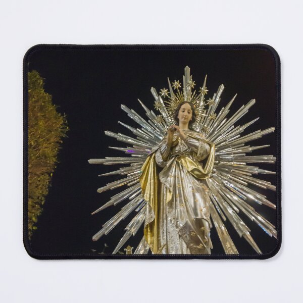 Item preview, Illuminated Virgin Mary Statue With Radiant Halo in Night Religious Procession Through City Street designed and sold by Nmallia.