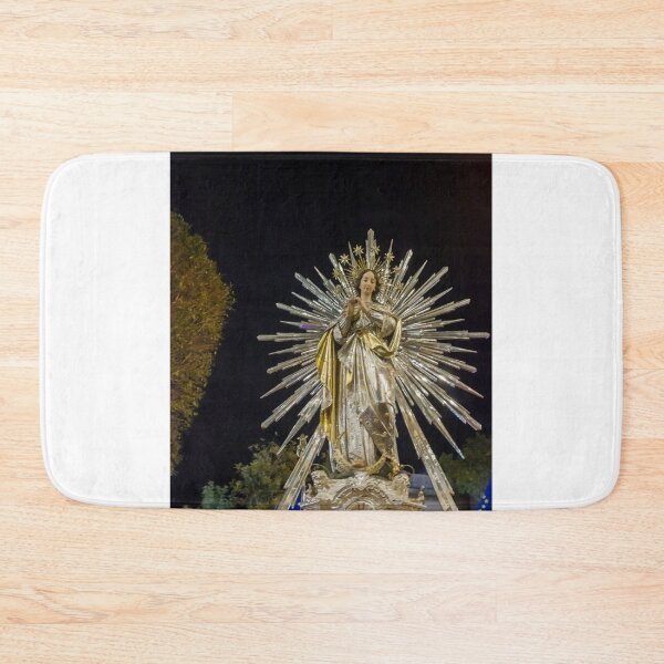 Item preview, Illuminated Virgin Mary Statue With Radiant Halo in Night Religious Procession Through City Street designed and sold by Nmallia.