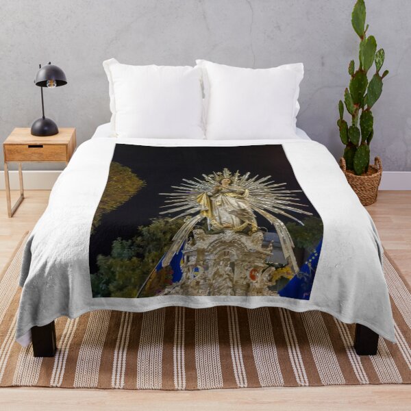 Item preview, Illuminated Virgin Mary Statue With Radiant Halo in Night Religious Procession Through City Street designed and sold by Nmallia.