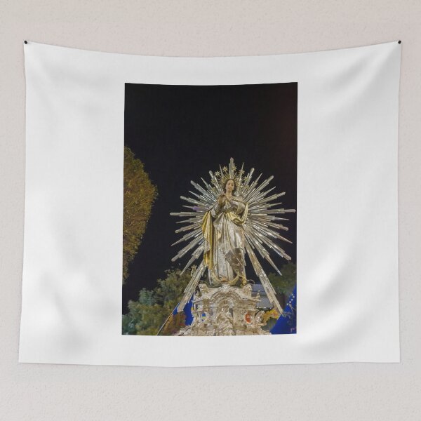 Item preview, Illuminated Virgin Mary Statue With Radiant Halo in Night Religious Procession Through City Street designed and sold by Nmallia.