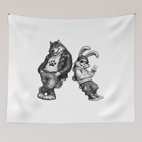 Item preview, Funny Street Animals | Cool Urban Cartoon | Black and White Illustration designed and sold by JMDG Studio.