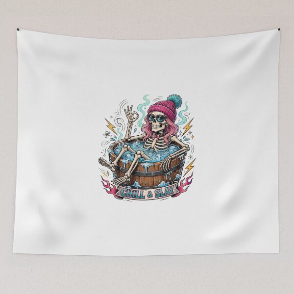 Item preview, Chill And Slay - Funny Skeleton Girl Cold Plunge Ice Bath designed and sold by Neurospicy Trolls.