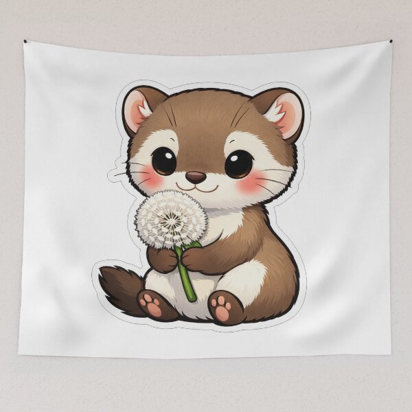 Item preview, Cute Ferret Holding A Fluffy Dandelion designed and sold by Owcomm.