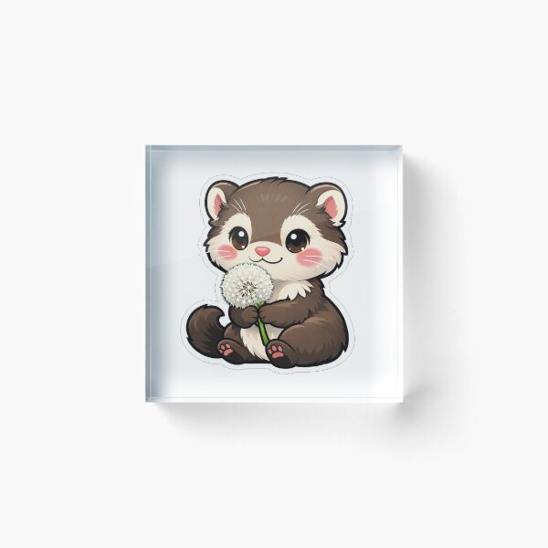Item preview, Cute Ferret Holding A Dandelion Flower Puff designed and sold by Owcomm.