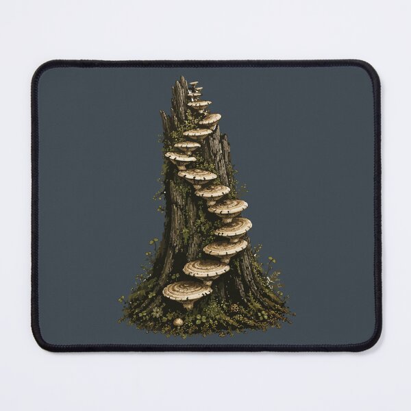 Item preview, Turkey Tail Mushrooms on Tree Stump Woodland Nature Illustration designed and sold by SimplePoDesign.