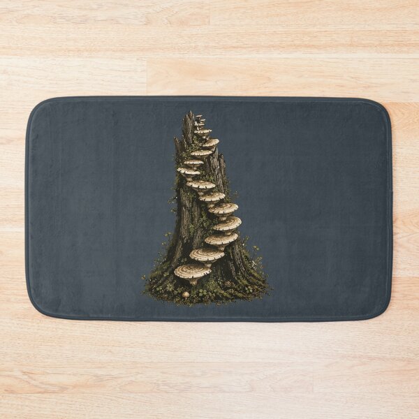 Item preview, Turkey Tail Mushrooms on Tree Stump Woodland Nature Illustration designed and sold by SimplePoDesign.
