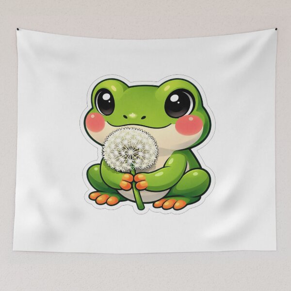Item preview, Cute Little Green Frog Holding Dandelion designed and sold by Owcomm.