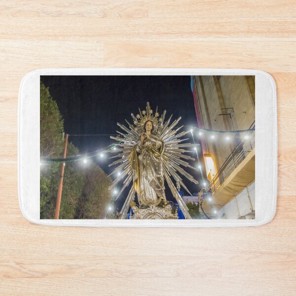 Item preview, Illuminated Virgin Mary Statue With Radiant Halo in Night Religious Procession Through City Street designed and sold by Nmallia.