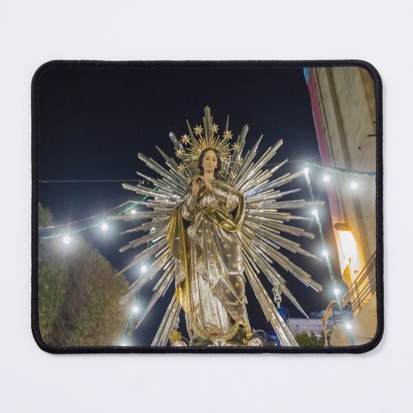Item preview, Illuminated Virgin Mary Statue With Radiant Halo in Night Religious Procession Through City Street designed and sold by Nmallia.