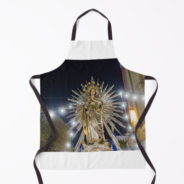 Item preview, Illuminated Virgin Mary Statue With Radiant Halo in Night Religious Procession Through City Street designed and sold by Nmallia.