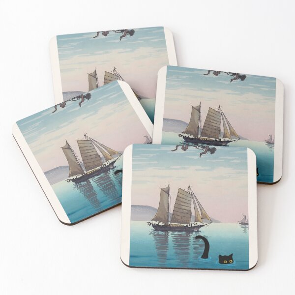 Item preview, Cute cat at Maiko Beach Inspired Tsuchiya Koitsu Art designed and sold by PurrfectHome.