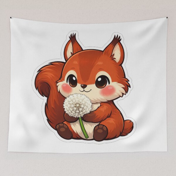 Item preview, Cute Red Squirrel Holding A Dandelion designed and sold by Owcomm.
