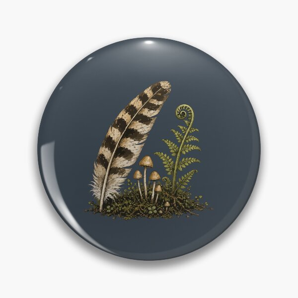 Artikelvorschau, Waldfeder mit Farn und Pilzen – Naturillustration entworfen und verkauft von SimplePoDesign.