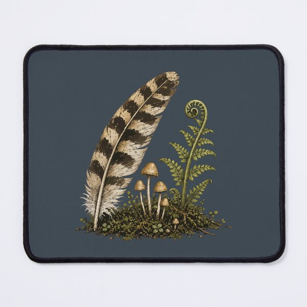 Item preview, Woodland Feather with Fern and Mushrooms Nature Illustration designed and sold by SimplePoDesign.