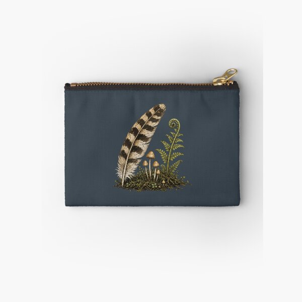Item preview, Woodland Feather with Fern and Mushrooms Nature Illustration designed and sold by SimplePoDesign.