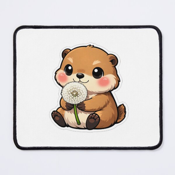 Item preview, Cute Little Otter Holding Dandelion Flower designed and sold by Owcomm.