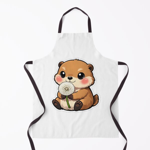 Item preview, Cute Little Otter Holding Dandelion Flower designed and sold by Owcomm.