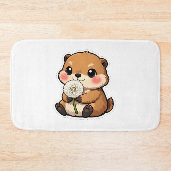 Item preview, Cute Little Otter Holding Dandelion Flower designed and sold by Owcomm.