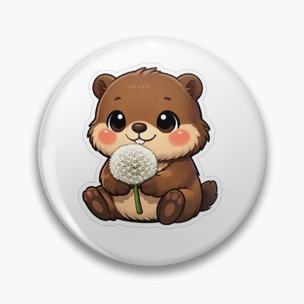 Item preview, Cute Beaver Holding A White Dandelion Flower designed and sold by Owcomm.