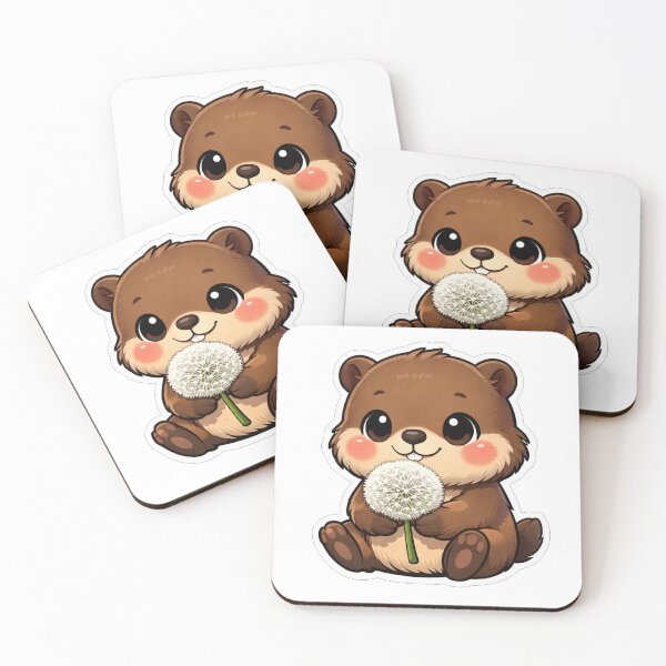 Item preview, Cute Beaver Holding A White Dandelion Flower designed and sold by Owcomm.