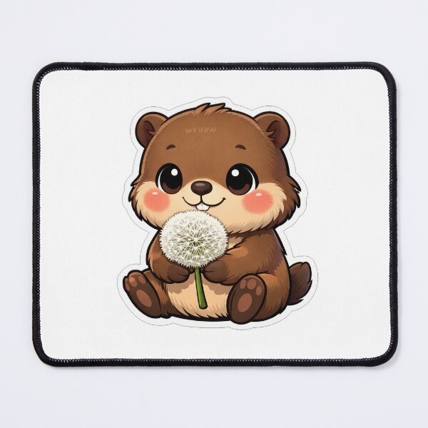 Item preview, Cute Beaver Holding A White Dandelion Flower designed and sold by Owcomm.