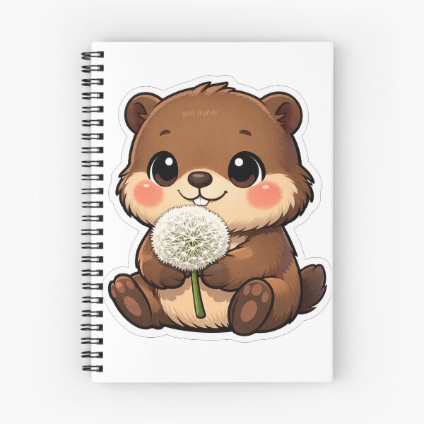 Item preview, Cute Beaver Holding A White Dandelion Flower designed and sold by Owcomm.