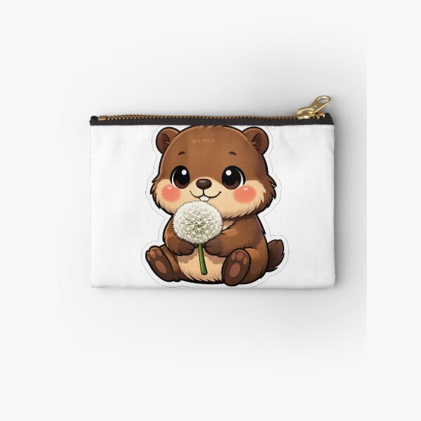 Item preview, Cute Beaver Holding A White Dandelion Flower designed and sold by Owcomm.