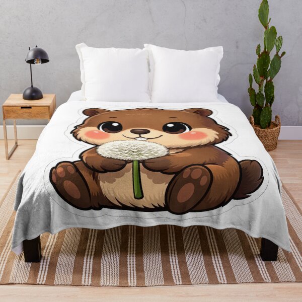 Item preview, Cute Beaver Holding A White Dandelion Flower designed and sold by Owcomm.