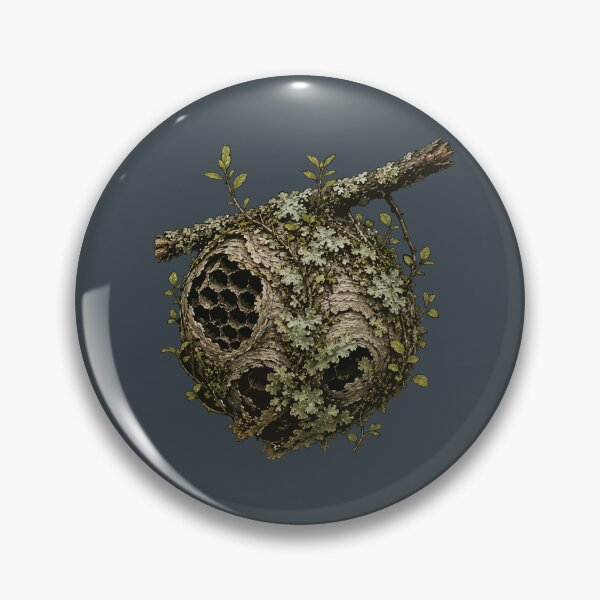 Item preview, Abandoned Wasp Nest Covered in Lichen Nature Illustration designed and sold by SimplePoDesign.