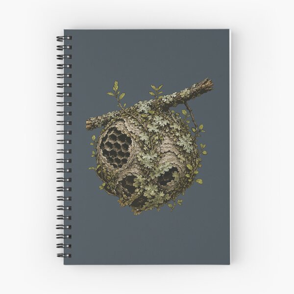 Item preview, Abandoned Wasp Nest Covered in Lichen Nature Illustration designed and sold by SimplePoDesign.