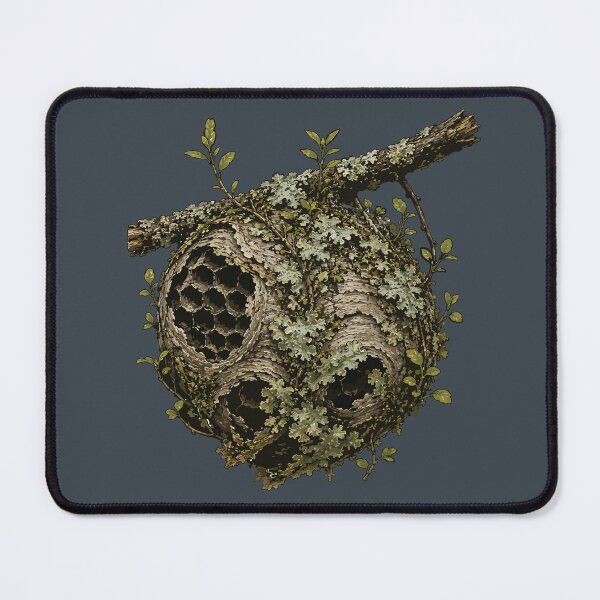 Item preview, Abandoned Wasp Nest Covered in Lichen Nature Illustration designed and sold by SimplePoDesign.