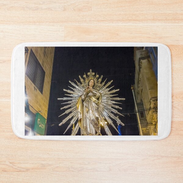Item preview, Illuminated Virgin Mary Statue With Radiant Halo in Night Religious Procession Through City Street designed and sold by Nmallia.