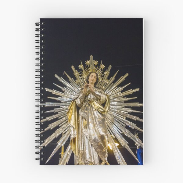 Item preview, Illuminated Virgin Mary Statue With Radiant Halo in Night Religious Procession Through City Street designed and sold by Nmallia.