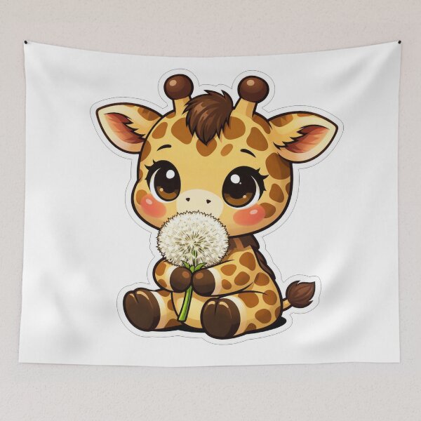 Item preview, Cute Baby Giraffe Holding Dandelion Flower designed and sold by Owcomm.