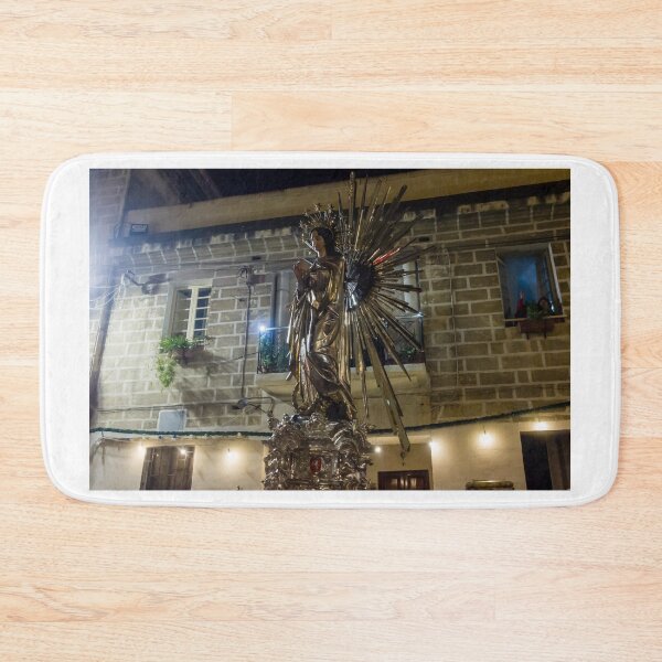 Item preview, Illuminated Virgin Mary Statue With Radiant Halo in Night Religious Procession Through City Street designed and sold by Nmallia.