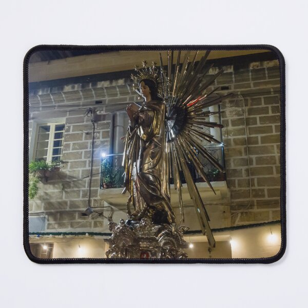 Item preview, Illuminated Virgin Mary Statue With Radiant Halo in Night Religious Procession Through City Street designed and sold by Nmallia.