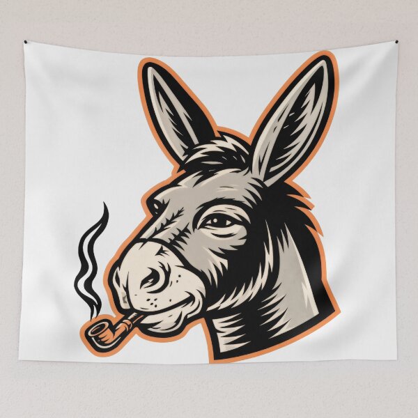 Item preview, Sticker - Decal - Pipe‑Smoking Donkey designed and sold by ForeverPrintsOK.
