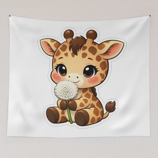 Item preview, Cute Baby Giraffe Holding A Dandelion designed and sold by Owcomm.