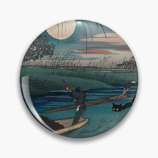 Item preview, Funny Cat in Japanese Woodblock Print Parody - Seba by Hiroshige designed and sold by PurrfectHome.