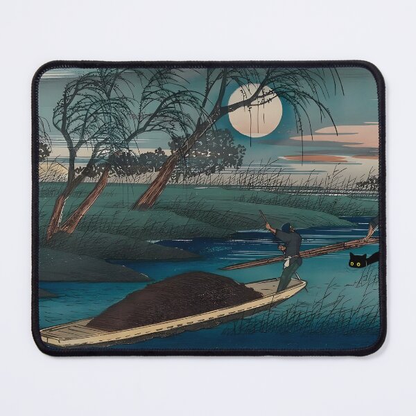 Item preview, Funny Cat in Japanese Woodblock Print Parody - Seba by Hiroshige designed and sold by PurrfectHome.