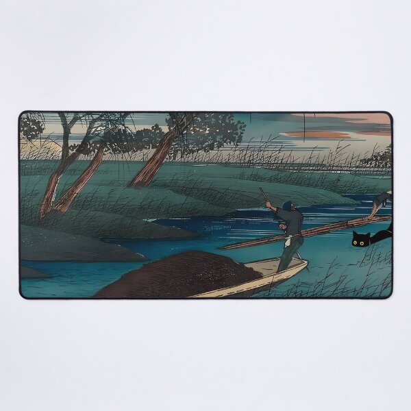 Item preview, Funny Cat in Japanese Woodblock Print Parody - Seba by Hiroshige designed and sold by PurrfectHome.