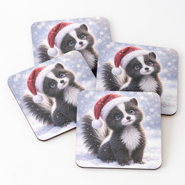 Item preview, Festive Skunk with Santa Hat Cute Christmas Holiday  designed and sold by Stephanie Laird.
