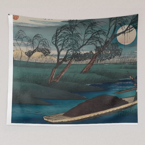 Item preview, Funny Cat in Japanese Woodblock Print Parody - Seba by Hiroshige designed and sold by PurrfectHome.