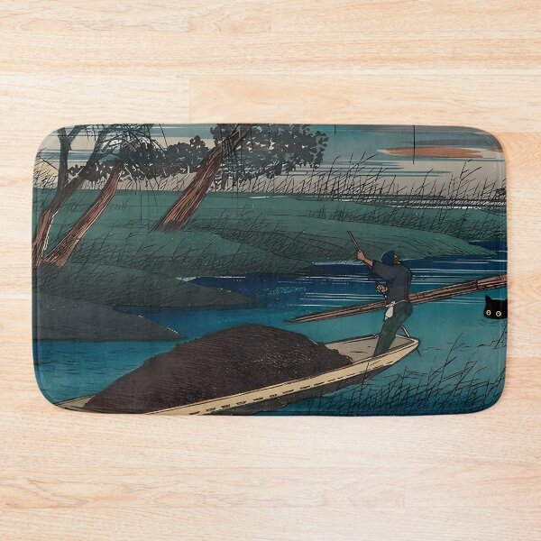 Item preview, Funny Cat in Japanese Woodblock Print Parody - Seba by Hiroshige designed and sold by PurrfectHome.