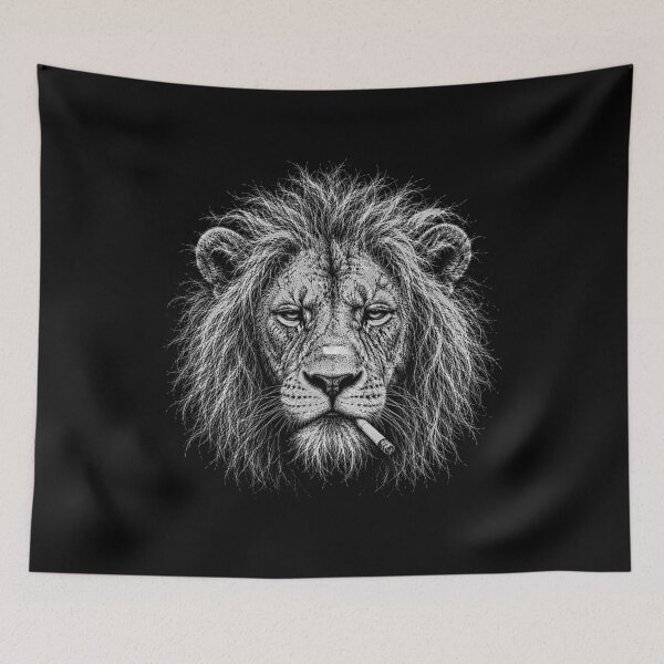 Item preview, Scruffy Lion Smoking Cigarette Funny Art  designed and sold by gunaone-design.