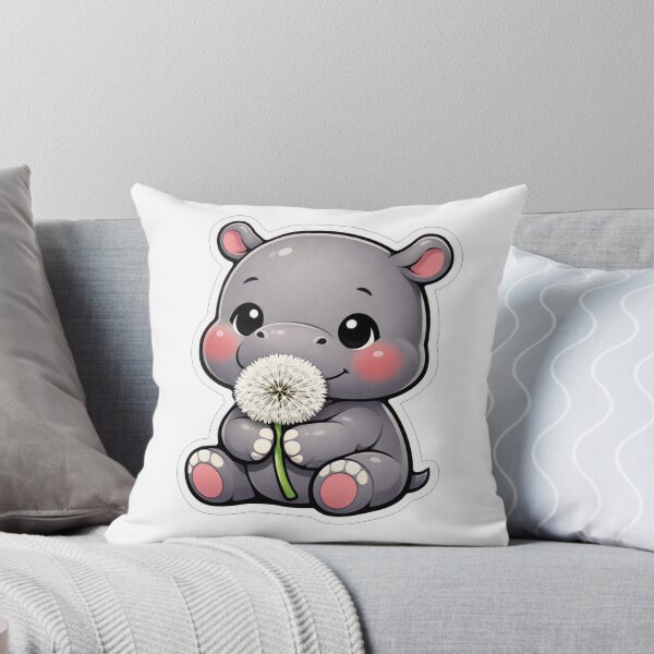 Item preview, Cute Baby Hippo Holding A Dandelion designed and sold by Owcomm.