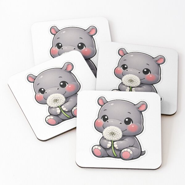 Item preview, Cute Baby Hippo Holding A Dandelion designed and sold by Owcomm.