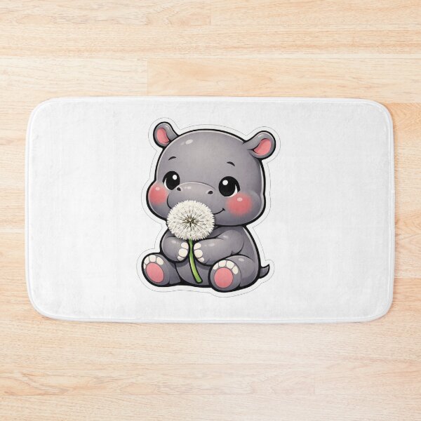 Item preview, Cute Baby Hippo Holding A Dandelion designed and sold by Owcomm.